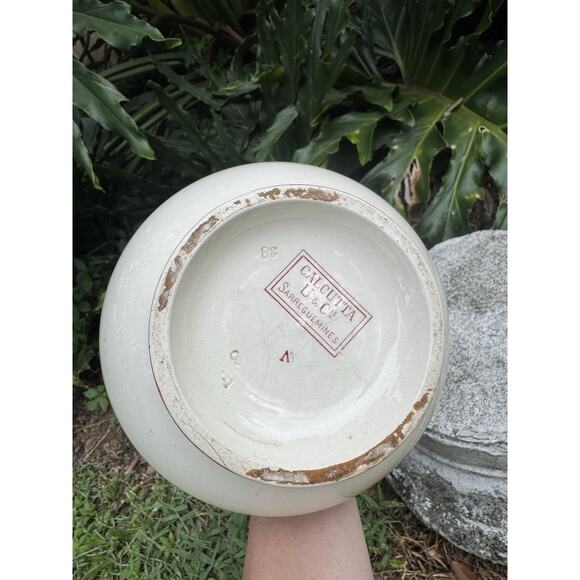 Antique Sarreguemines “Calcutta” Pitcher Red Transferware French Faeince 9” - Picture 3 of 15